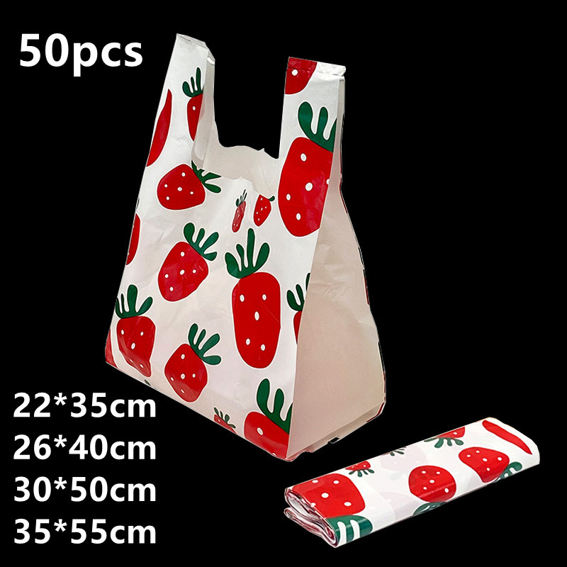 50pcs Strawberry Vest Plastic  - огляд і ціна Commercial Printing And Packaging